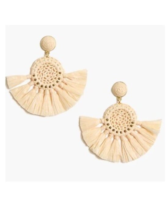 J Crew Jewelry - J Crew Raffia Fan Statement Earrings - Natural